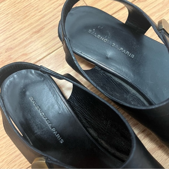 Balenciaga Black Leather Slingback Minimalist Sandals - Picture 11 of 15